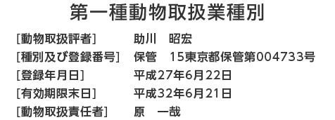 第一種動物取扱業種別